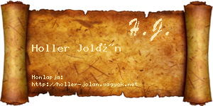 Holler Jolán névjegykártya